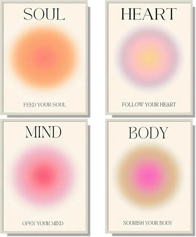 NCYEL 4 colorful abstract halo posters angel number positive energy inspirational language inspirational wall art bedroom girls room pink decoration living room bedroom apartment hotel dormitory 8x10 https://www.amazon.com/dp/B0BVLZQP2S