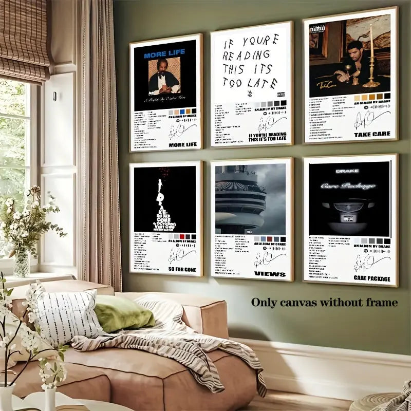 6pcs/set, Aesthetic Poster Wall Decoration Painting, Album Cover Wall Collage Set, Music Theme Aesthetic Poster, Album Cover Inspired Wall Collage Kit - Room Aesthetic Poster, Room Personalized Decorative Wall Stickers, Music June Wall Art