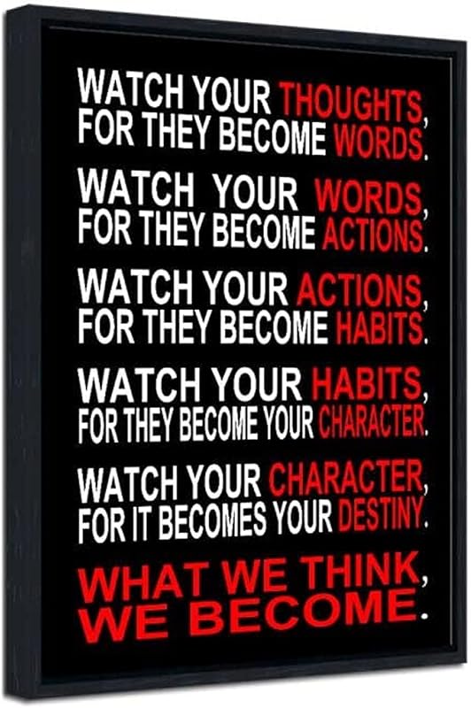 Pyradecor Watch Your Thoughts Motivational Classroom Poster Modern Canvas Prints Wall Art Paintings Ready to Hang for Office Living Room Home Decorations Stretched Pictures Artwork https://www.amazon.com/dp/B076PKMR4S