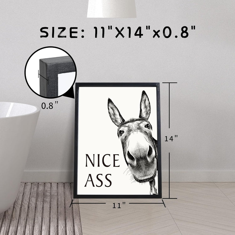 Heiple Framed Bathroom Art Bathroom Wall Decor Farmhouse Home Bathroom Decor Sets Vintage Funny Wall Art Bathroom Signs (11"x14" Black Framed, Donkey) https://www.amazon.com/dp/B0CGRGT7J3
