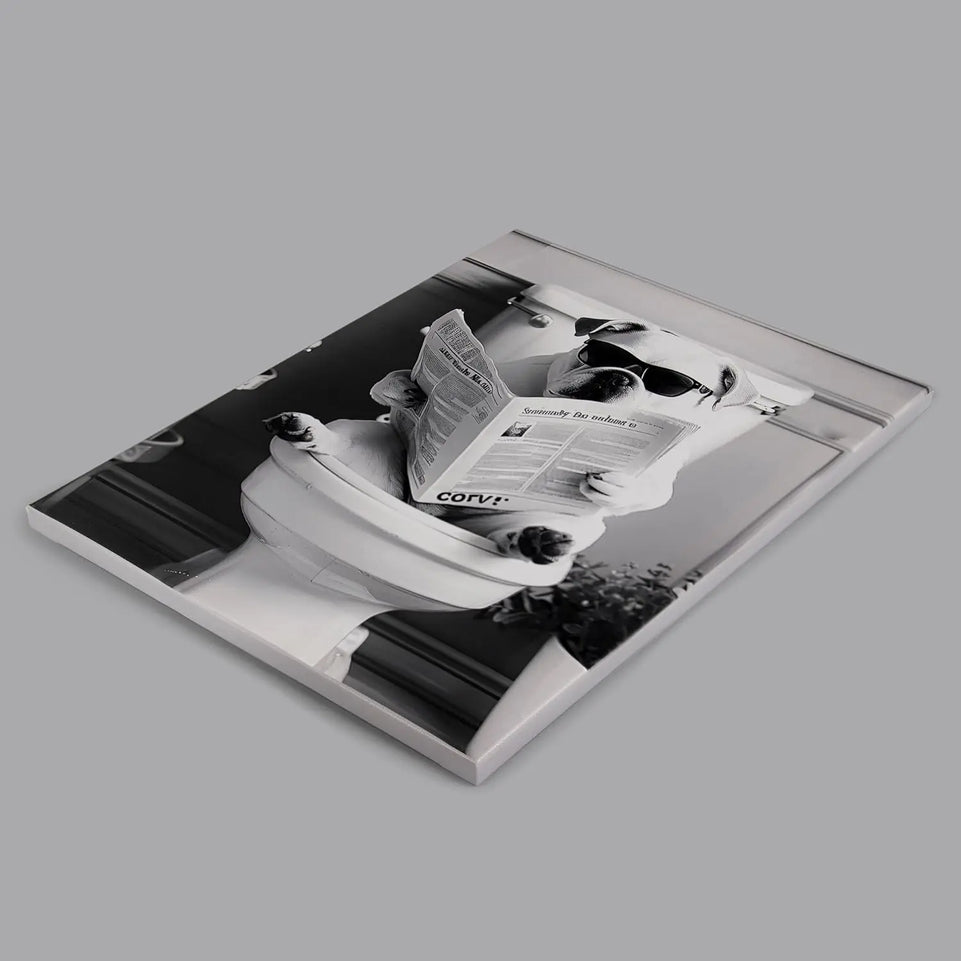 Deveosa Funny Bathroom Wall Art - Dog On Toilet Unique Cool Black And White Artwork For Restroom Paintings Animal Canvas Sings Decor Pictures Decorations 12x16inch https://www.amazon.com/dp/B0D1QJ3KZF