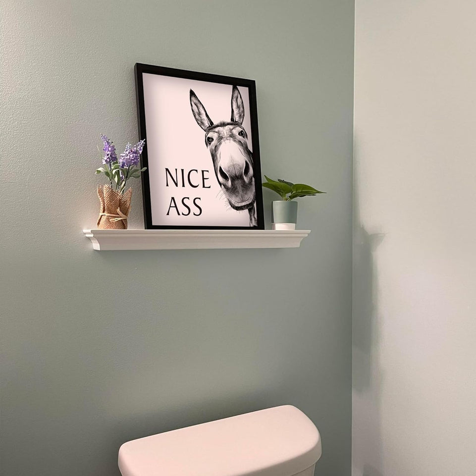 Heiple Framed Bathroom Art Bathroom Wall Decor Farmhouse Home Bathroom Decor Sets Vintage Funny Wall Art Bathroom Signs (11"x14" Black Framed, Donkey) https://www.amazon.com/dp/B0CGRGT7J3