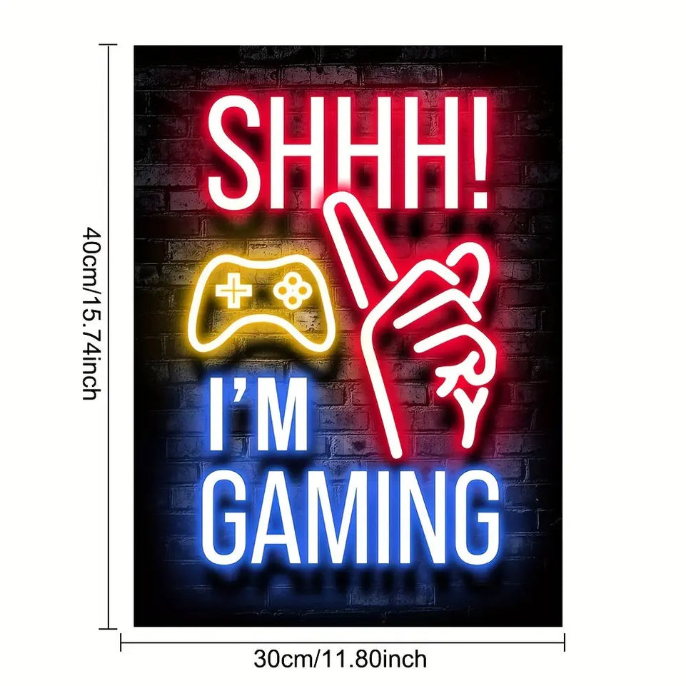 1pc Neon Game Poster - Vibrant Canvas Painting for Electronic Sports Room, Game Hall, and Boys' Bedroom - Perfect Wall Decor for Gamers June Wall Art
