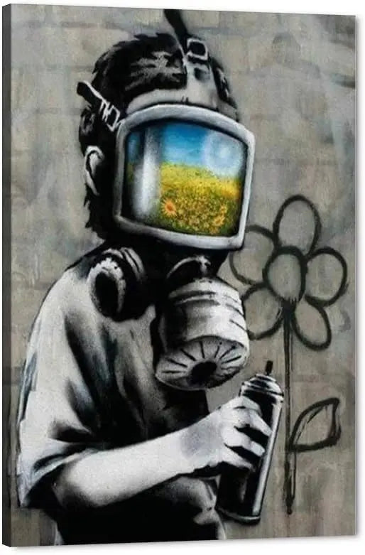 Yatsen Bridge Classic Street Art Banksy Graffiti Wall Art Behind The Curtain Posters Canvas Paintings Colorful Graffiti Pictures Prints Framed for Living Room Home Decor(36''W x 24''H) https://www.amazon.com/dp/B07ZVHB9FP