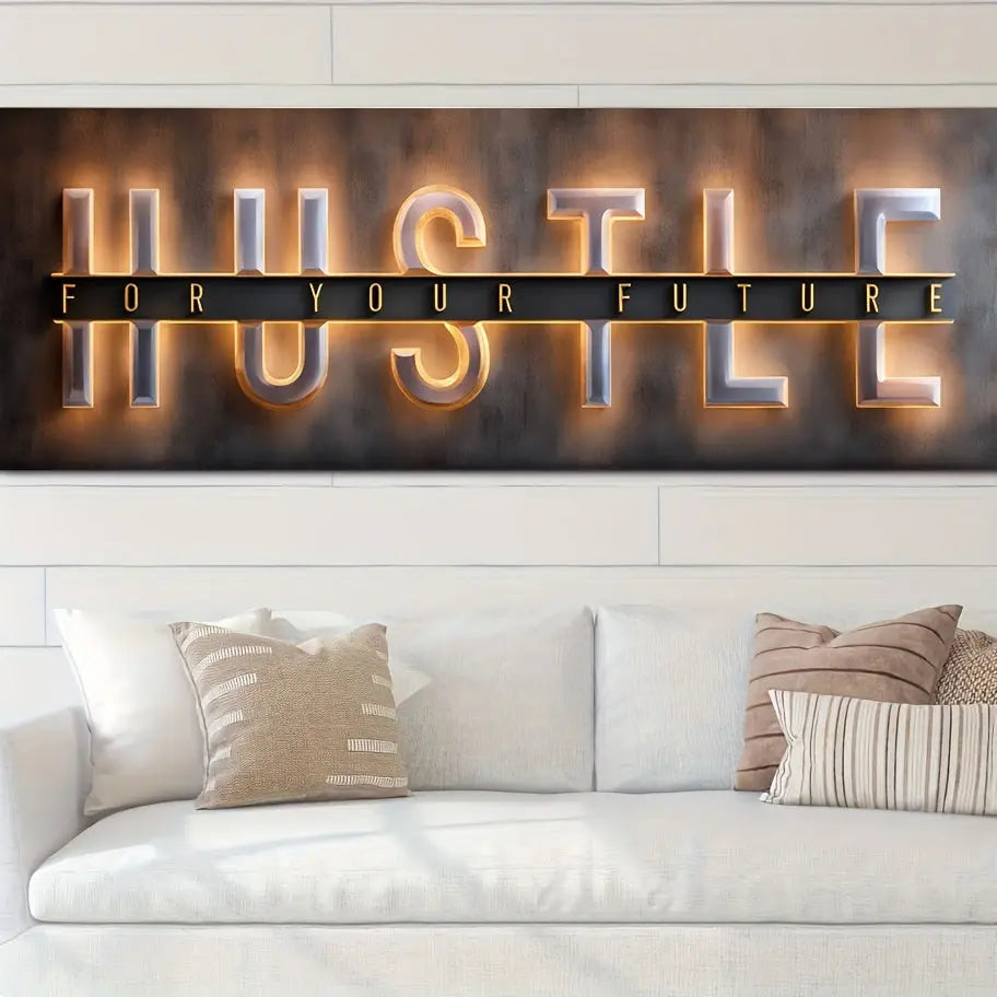 1pc Unframed Hustle For Your Future Painting, Creative Canvas Poster, Canvas Wall Art, Artwork Wall Painting For Gift, Bedroom, Office, Living Room, Cafe, Bar, Wall Decor, Home And Dormitory Decor June Wall Art