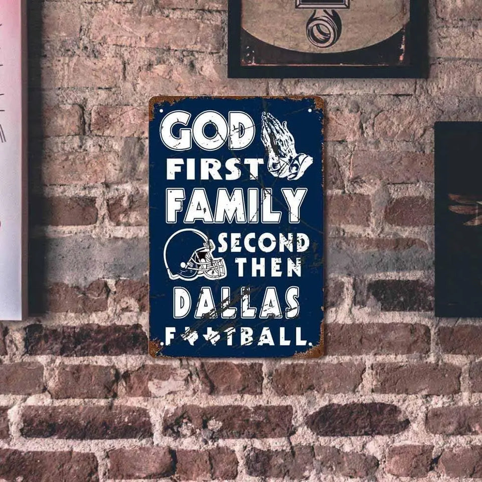 Vintage Sports Poster Metal Football Tin Sign 8x12in(20x30cm)-American Football God First Family Second Then Football-Retro Poster for Football Fans Gift,bar, Cafe, Restaurant Wall Decor art-DC03 https://www.amazon.com/dp/B09QY9BTTF