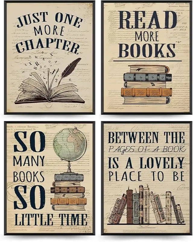 PLKMN Vintage Book Art Wall Decor 8x10, Book Club Decorations, Library Decor, Retro Floral Book Wall Art for Reading Room Classroom Nursery, Book Lovers Gifts, Set of 4 Unframed https://www.amazon.com/dp/B0CZQ3KRK9