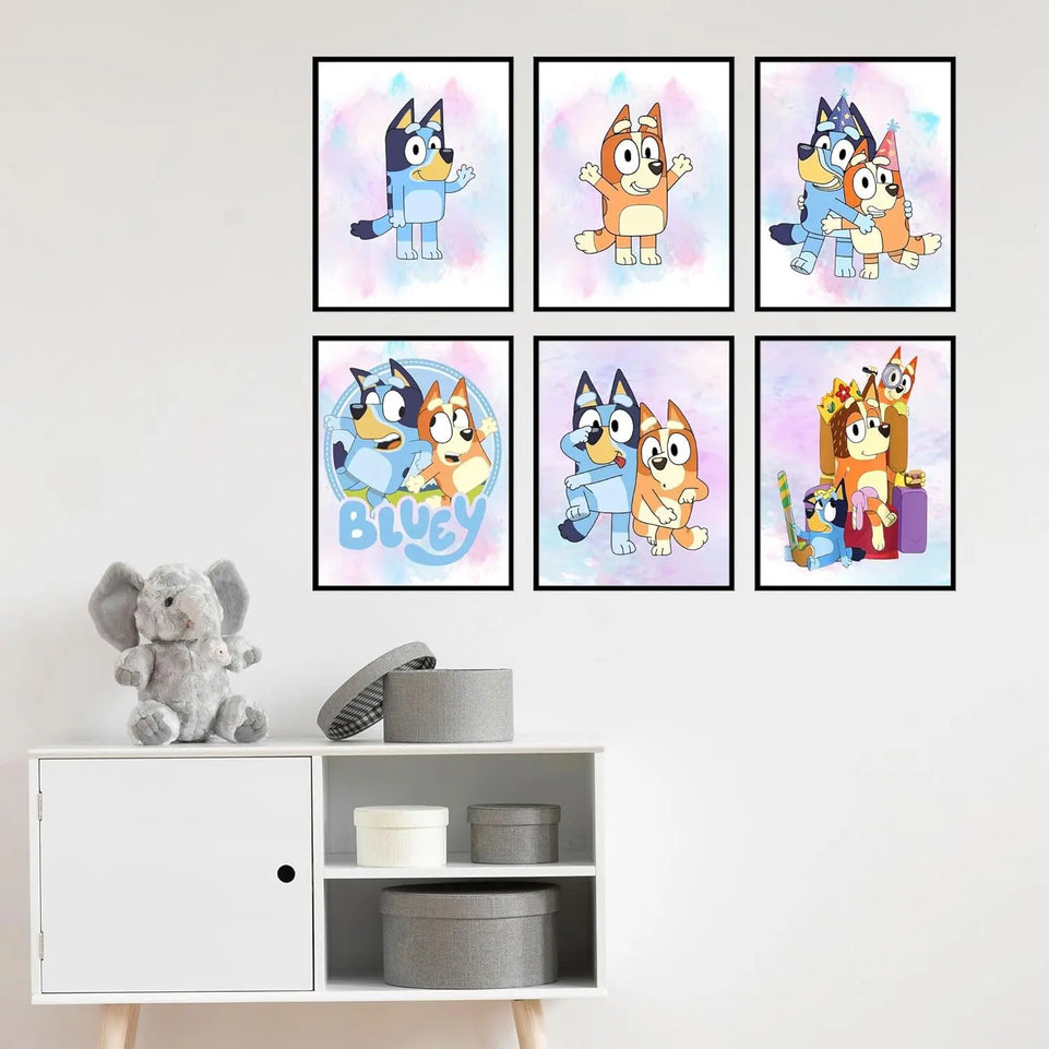 BigWig Prints Bluey Poster - Bluey Room Decor, Posters for Boys Room, Kids Wall Art for Bedroom, Toddler Wall Art, Cartoon Artwork for Nursery Decor, Kids Cartoon Prints - Set of 6 (8x10”) Unframed https://www.amazon.com/dp/B0CMDGDXH7