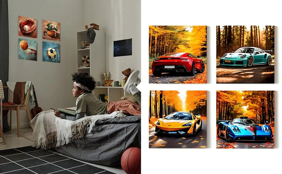 4PC Car Room Decor Truck Canvas Wall Art Framed Boys Room Decor Watercolor Cartoon Car Color Racing Vehicle Painting Garage Wall Decor Modern Canvas Prints for Playroom Farmhouse Men Living Room Home https://www.amazon.com/dp/B0C7KR9V76