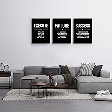 Framed Canvas Wall Art Success Quote For Office, Black Large Positive Motivational Poster, Set of 3, Execute Failure Definition, Inspirational Print (A-3pcs,12x16inchx3pcs) https://www.amazon.com/dp/B08CVF24C6