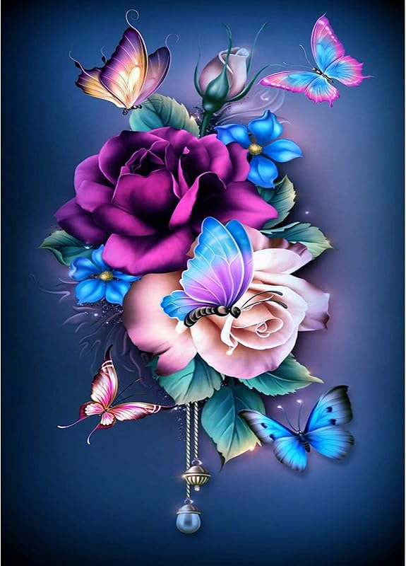 DOTZSO Painting Kits for Adults DIY 5D Round Full Drill Butterfly Flowers Diamond Art Adult 5d Diamond Painting Very Suitable for Home Leisure and Wall Decoration 11.8x15.7 (Inches) https://www.amazon.com/dp/B09FF26874