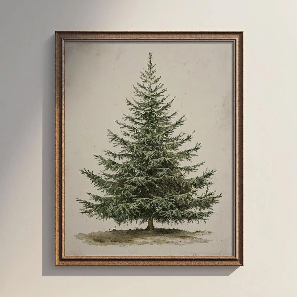 Vintage Christmas Tree, Pine Tree Vintage Print, Holiday Decor, Rustic Winter Tree Print, Botanical Winter Art, Christmas Tree Wall Decor (8x10 inch Print Unframed) https://www.amazon.com/dp/B0DHWXYDSB