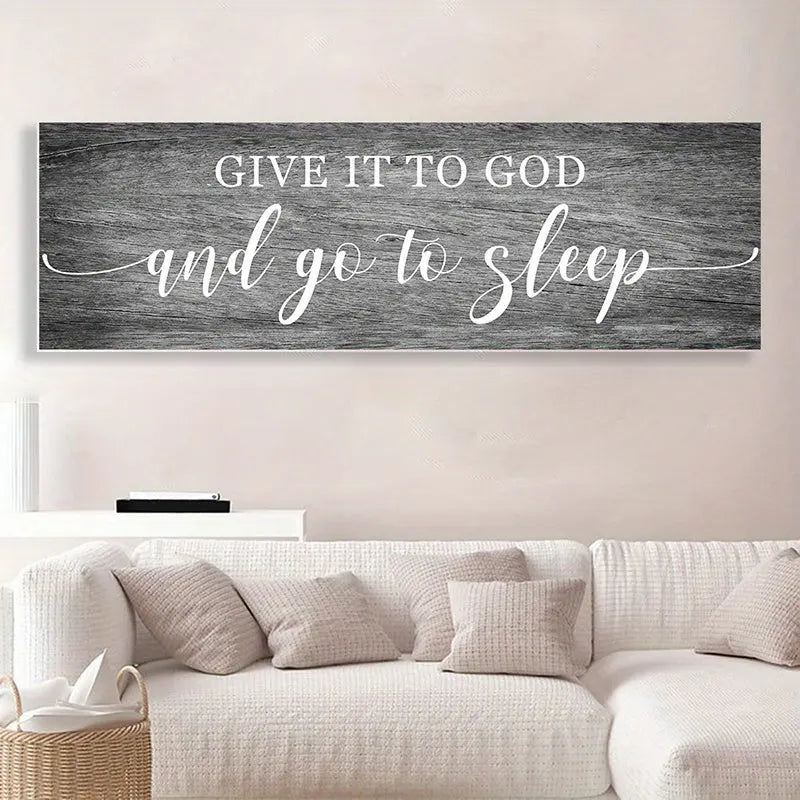1pc Modern Grey Black Line Art Wall Poster Give It To God And Go To Sleep Scripture Canvas Painting Wall Art Bedroom Kitchen Decor June Wall Art