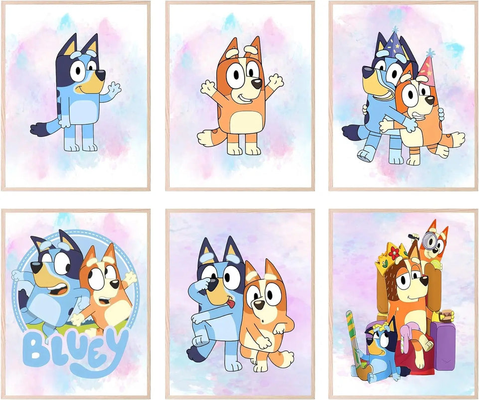 BigWig Prints Bluey Poster - Bluey Room Decor, Posters for Boys Room, Kids Wall Art for Bedroom, Toddler Wall Art, Cartoon Artwork for Nursery Decor, Kids Cartoon Prints - Set of 6 (8x10”) Unframed https://www.amazon.com/dp/B0CMDGDXH7