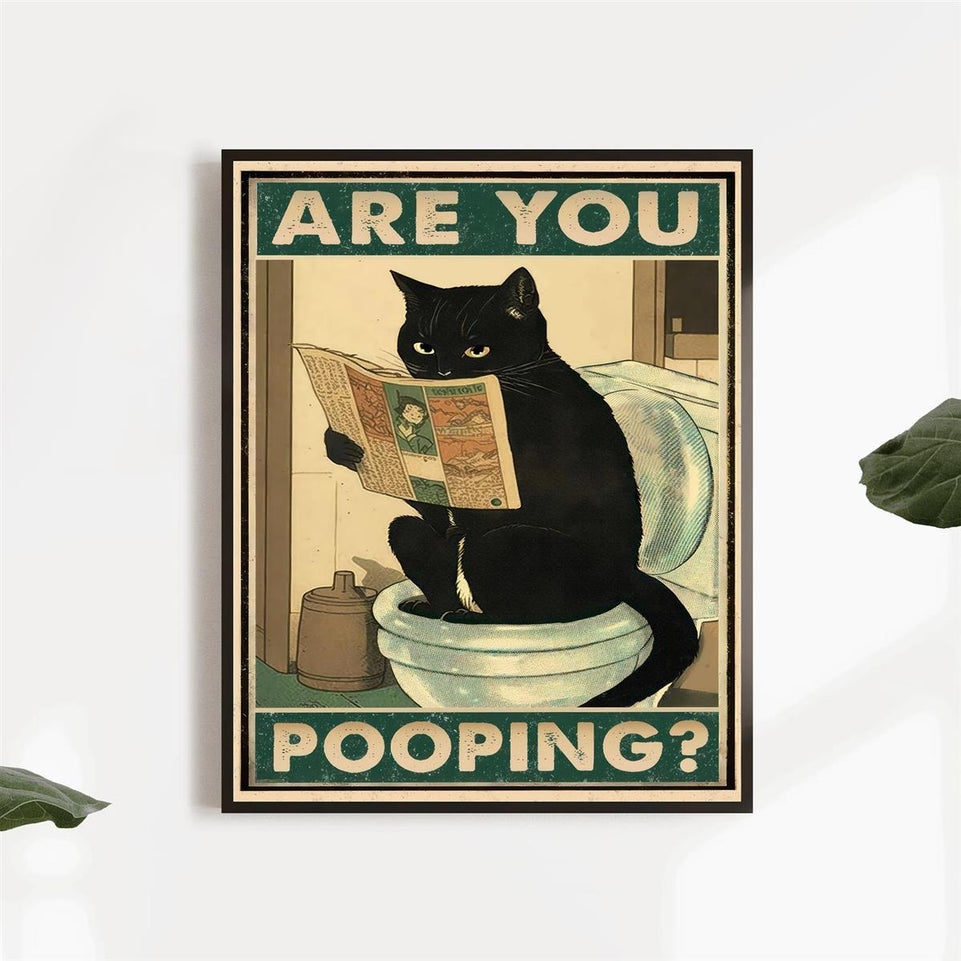 1pc Canvas Poster, Inspirational Quote Wall Art, Are You Pooping Black Cat Kitten Watching Newspaper In Toilet, Funny Animal Poster, Vintage Retro Art, For Living Room Wall Decor/ Room Decor/ Home Decor, No Frame, Halloween Decoration https://www.temu.com/search_result.html?search_key=601099516946631