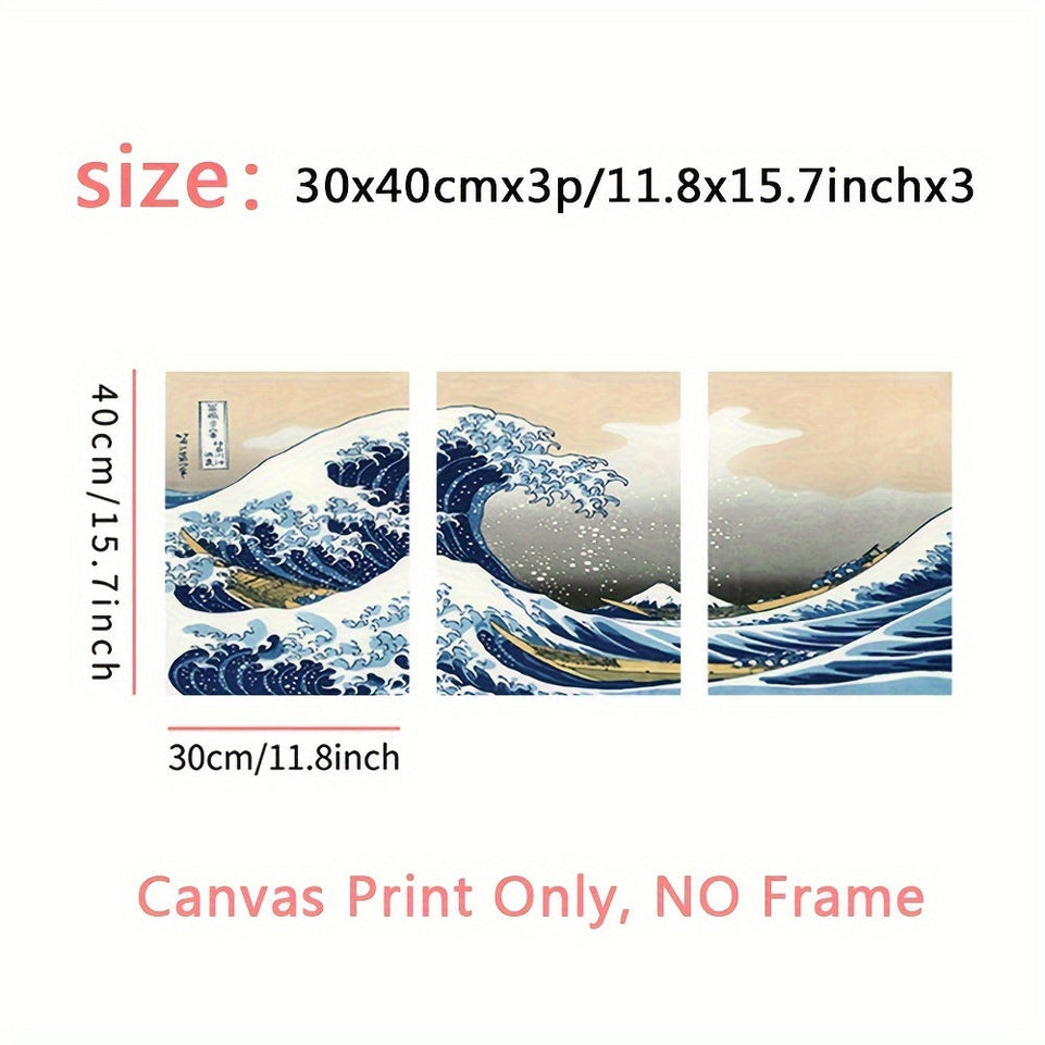 3pcs The Wave of Kanagawa - Famous Painting Print for Living Room and Office Decoration https://www.temu.com/search_result.html?search_key=601099514190401