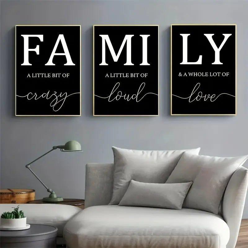 Luxury Minimalist 3pcs/set Frameless Canvas Wall Art - Decorative Paintings for Living Room - Family Writing No Frame June Wall Art