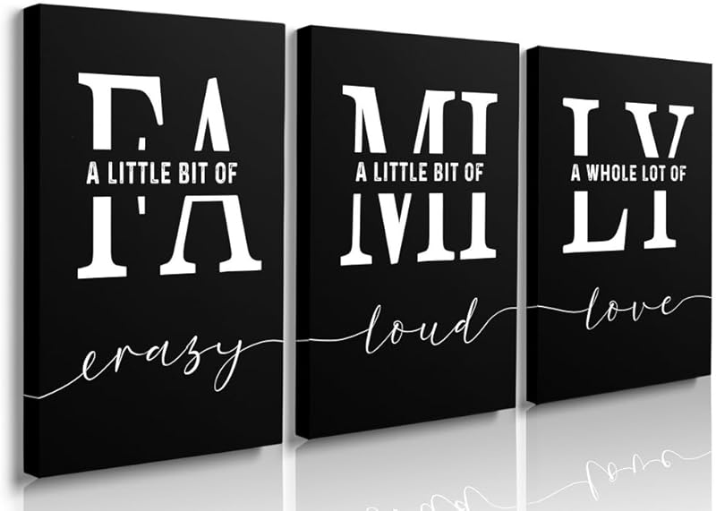 GUBIYU Home Family Wall Decor, Set of 3 Inspirational Canvas Prints Black and White Framed Canvas Art Paintings Wood Wall Decoration for Dining Room Bedroom Living Room 12"x16" https://www.amazon.com/dp/B09X196N64