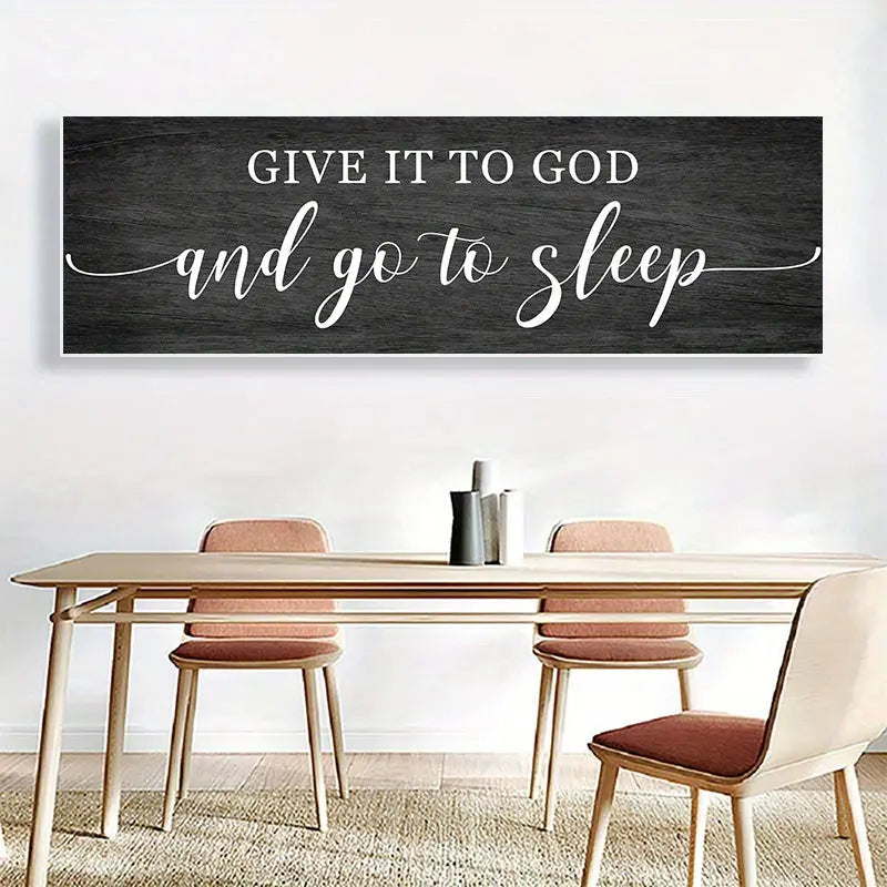 1pc Modern Grey Black Line Art Wall Poster Give It To God And Go To Sleep Scripture Canvas Painting Wall Art Bedroom Kitchen Decor June Wall Art