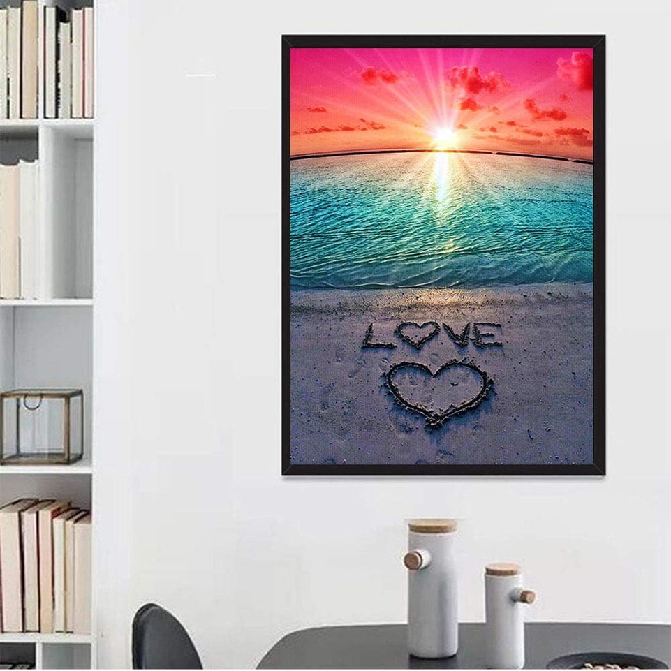 KTCLCATF Diamond Painting Beach by Number Kits,Sunset Love Diamond Art Kit Paint for Adults Beginner Full Drill Diamond Paintings Crystal Rhinestone Picture Arts Craft for Home Wall Decor Gift 16X12in https://www.amazon.com/dp/B07C2GDC1Q