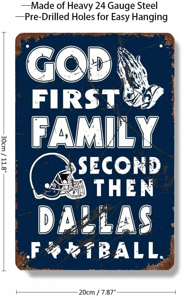 Vintage Sports Poster Metal Football Tin Sign 8x12in(20x30cm)-American Football God First Family Second Then Football-Retro Poster for Football Fans Gift,bar, Cafe, Restaurant Wall Decor art-DC03 https://www.amazon.com/dp/B09QY9BTTF