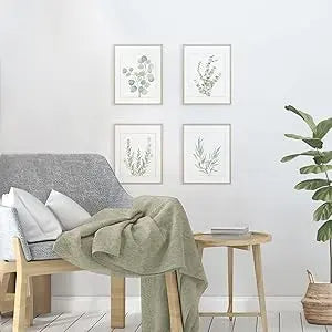 Botanical Boho Bathroom Decor Wall Art Prints, UNFRAMED Sage Green Plants Decor for Bedroom|Office, Minimalist Eucalyptus Leaves Watercolor Art Prints, Set of 4 Pictures, 8"x10" No Frames https://www.amazon.com/dp/B0923P4PCS