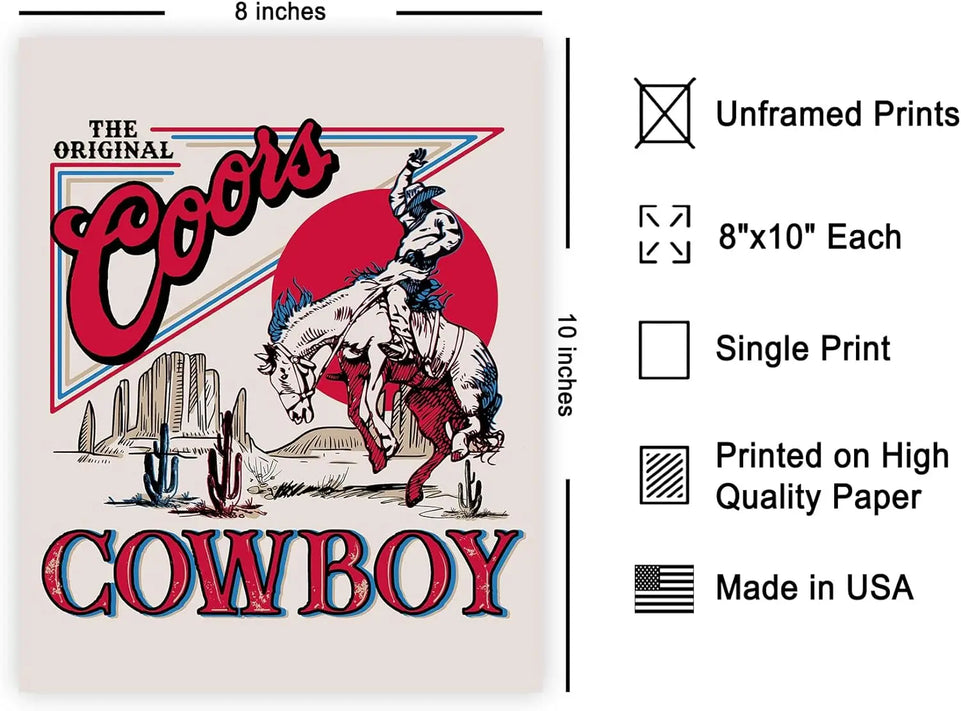 Poster Master Vintage Advertising Poster - Retro Western Print - Cowboy, Funky Wild West, Rodeo, Beer, Trendy, Aesthetic - 8x10 UNFRAMED Wall Art - Gift for Friend - Wall Decor for Kitchen, Bar, Pub https://www.amazon.com/dp/B0CC2343TN