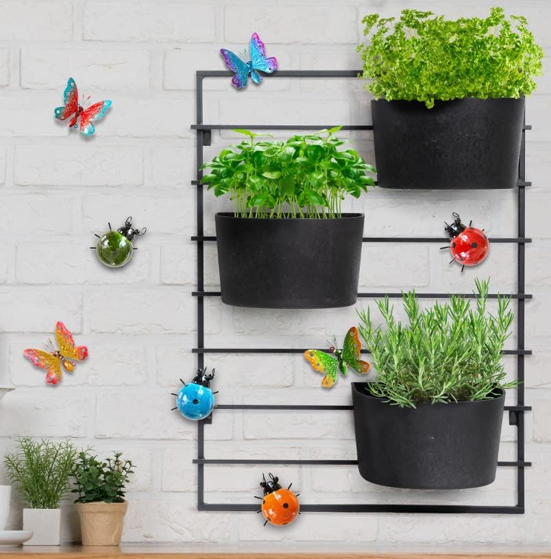 GIFTME 5 Metal Garden Wall Art Decorative Set of 4 Cute Ladybugs Outdoor Wall Sculptures https://www.amazon.com/dp/B07HF2Z653