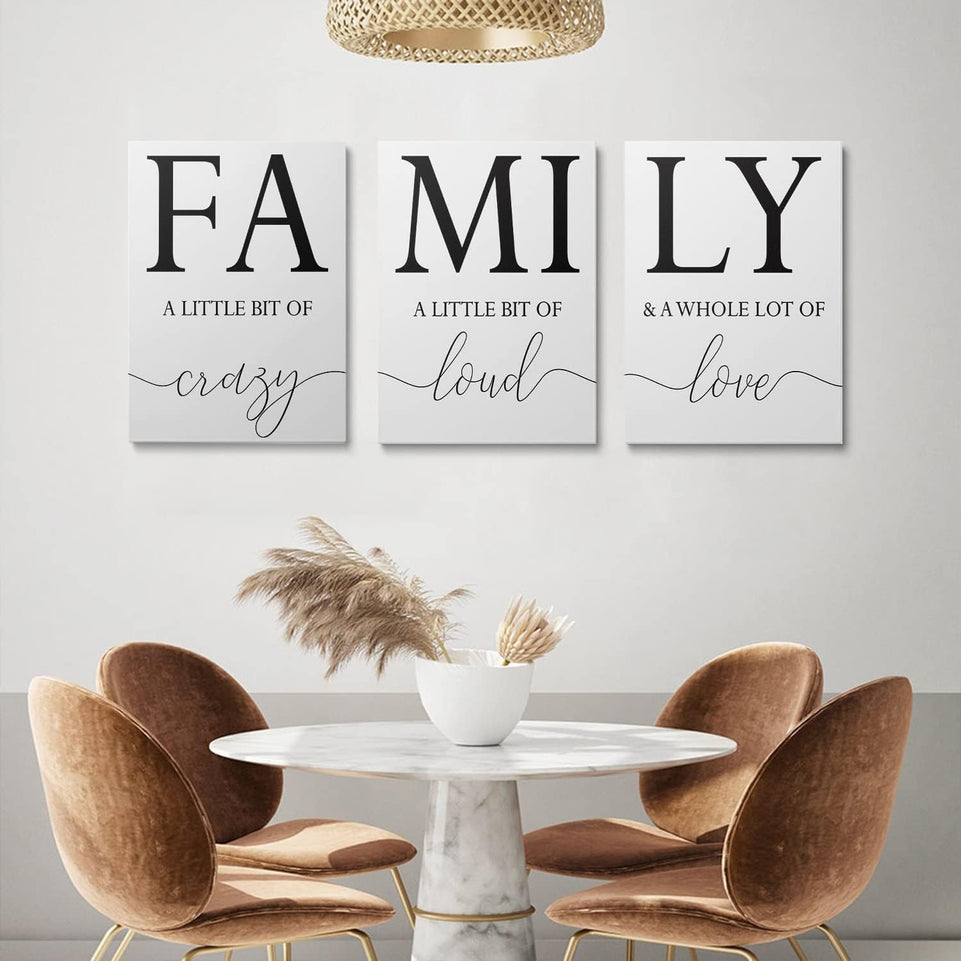 GUBIYU Home Family Wall Decor, Set of 3 Inspirational Canvas Prints Black and White Framed Canvas Art Paintings Wood Wall Decoration for Dining Room Bedroom Living Room 12"x16" https://www.amazon.com/dp/B09X196N64