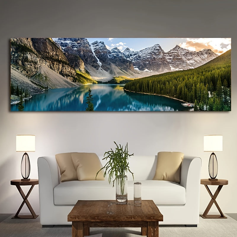 1pc Canvas Painting, Lake Forest Mountain Scenery Painting, Wall Art Decor, For Living Room, Bedroom, No Frame, 19.68*59.05inch https://www.temu.com/search_result.html?search_key=601099513947539