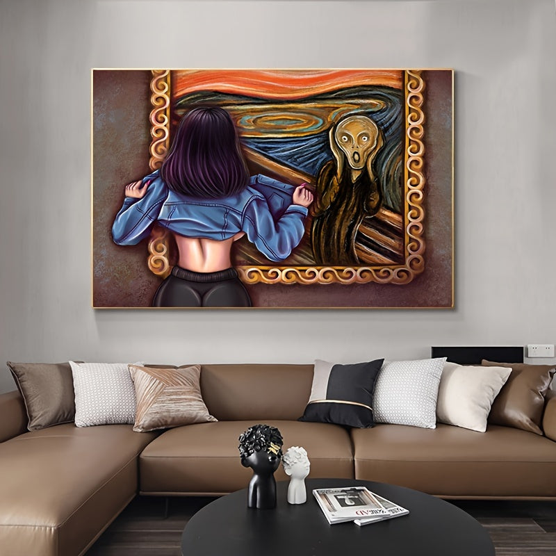 Funny Girl Scream Canvas Art Print - Modern Unframed Wall Decor for Living Room, Bedroom, Home Office - Animal & Human Theme Poster https://www.temu.com/search_result.html?search_key=601099533035651