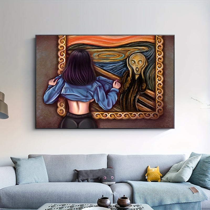 Funny Girl Scream Canvas Art Print - Modern Unframed Wall Decor for Living Room, Bedroom, Home Office - Animal & Human Theme Poster https://www.temu.com/search_result.html?search_key=601099533035651