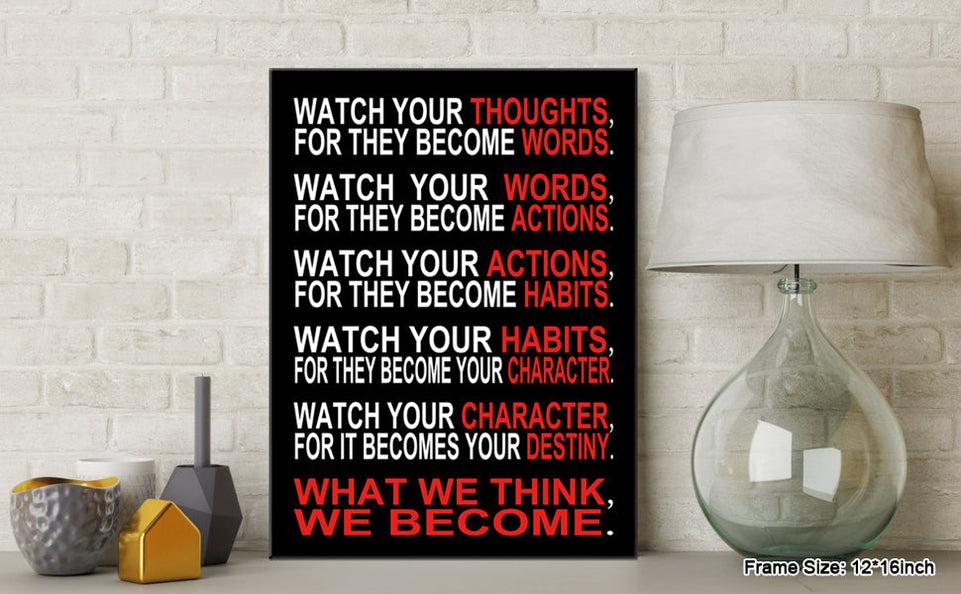 Pyradecor Watch Your Thoughts Motivational Classroom Poster Modern Canvas Prints Wall Art Paintings Ready to Hang for Office Living Room Home Decorations Stretched Pictures Artwork https://www.amazon.com/dp/B076PKMR4S
