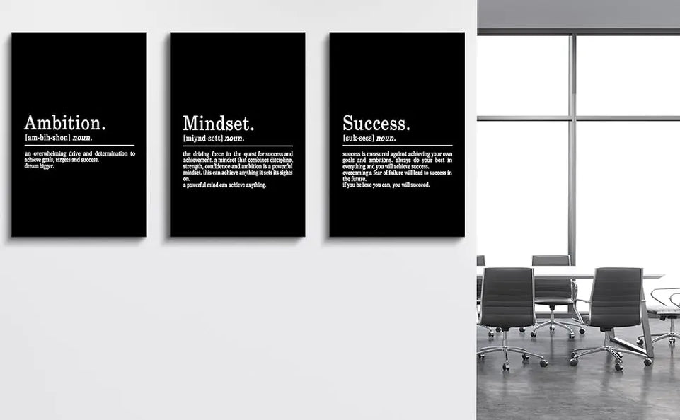 Inspirational Canvas Painting Wall Art -EPHANY ART,Mindset Quotes Prints, Success Framed Entrepreneur Poster Positive Quotes Wall Poster for Home Office Workplace (M-3pcs,12x16inchx3pcs) https://www.amazon.com/dp/B0B3J9L4QY