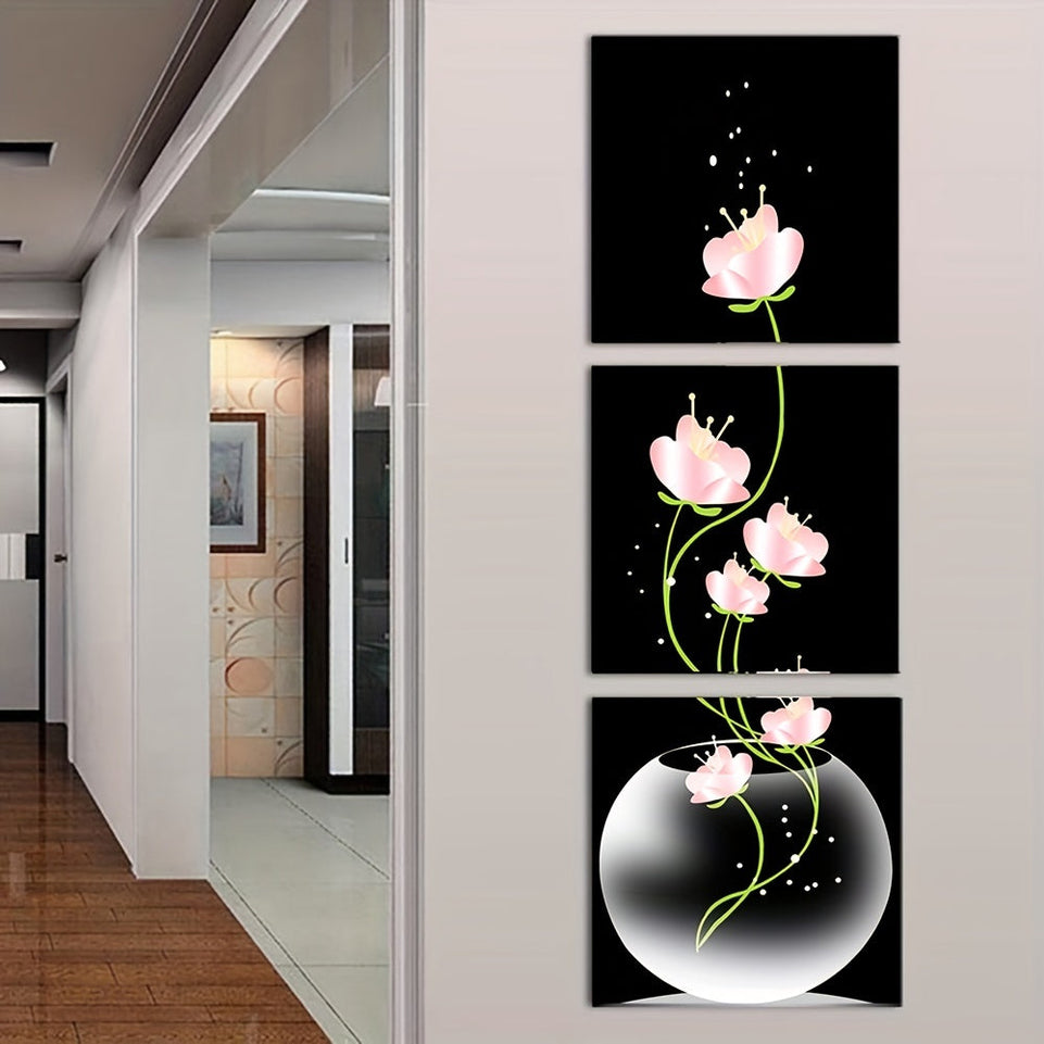 3pcs Pink Flower Square Canvas Prints Painting, Wall Art Picture For Living Room Entrance Home Decoration, No Frames https://www.temu.com/search_result.html?search_key=601099519805591