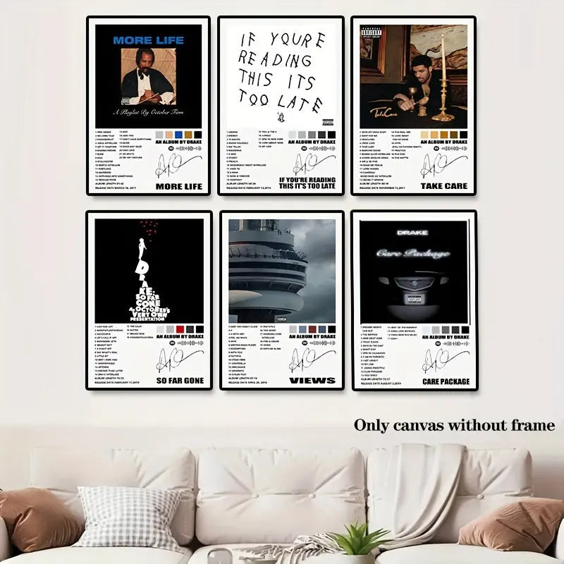 6pcs/set, Aesthetic Poster Wall Decoration Painting, Album Cover Wall Collage Set, Music Theme Aesthetic Poster, Album Cover Inspired Wall Collage Kit - Room Aesthetic Poster, Room Personalized Decorative Wall Stickers, Music June Wall Art