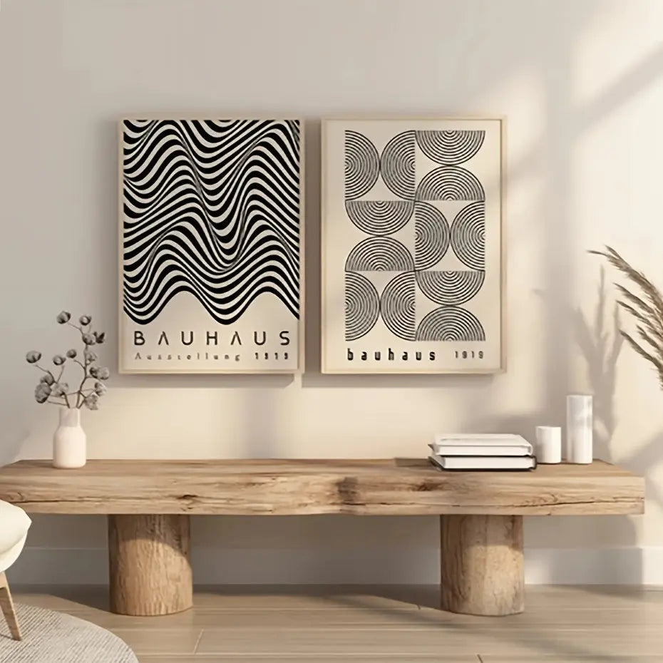 2pcs Vintage Bauhaus Canvas Paintings for Home Decor - Medieval Modern Wall Art for Bathroom, Bedroom, Office, Living Room - No Frame - 11.8x15.7 inches June Wall Art