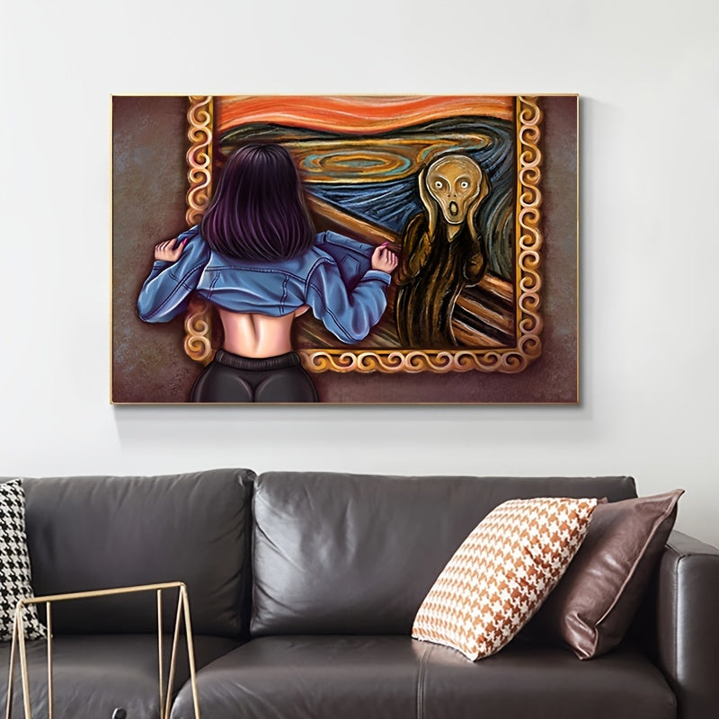Funny Girl Scream Canvas Art Print - Modern Unframed Wall Decor for Living Room, Bedroom, Home Office - Animal & Human Theme Poster https://www.temu.com/search_result.html?search_key=601099533035651