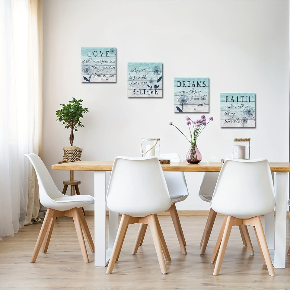 4pcs Set Rustic Teal Dandelion Canvas Wall Art, Motivational Quotes, Frameless 16x16 Inch, Inspirational Home & Office Decor, Modern Aesthetic for Living Room, Bedroom, Gym, Cafe, Pub https://www.temu.com/search_result.html?search_key=601099528825186