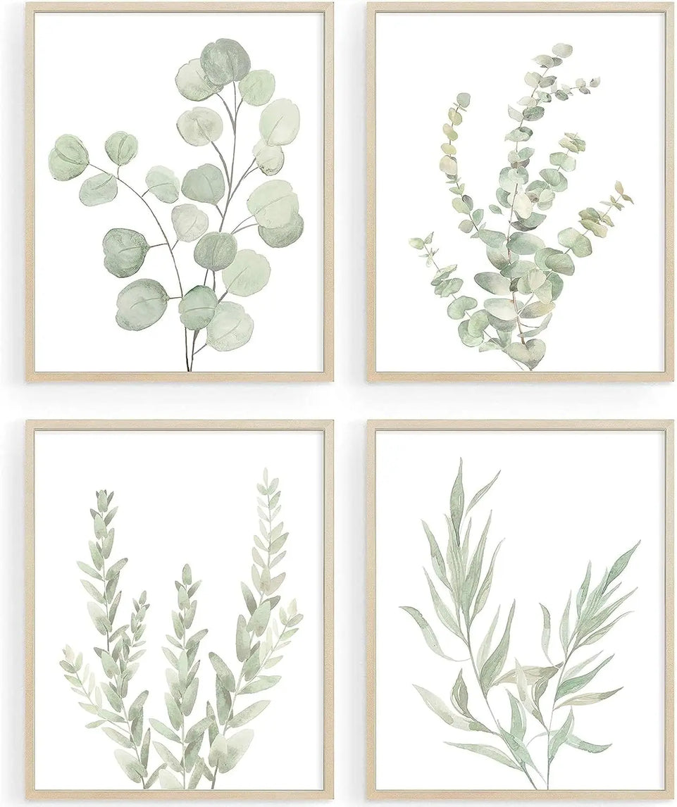Botanical Boho Bathroom Decor Wall Art Prints, UNFRAMED Sage Green Plants Decor for Bedroom|Office, Minimalist Eucalyptus Leaves Watercolor Art Prints, Set of 4 Pictures, 8"x10" No Frames https://www.amazon.com/dp/B0923P4PCS