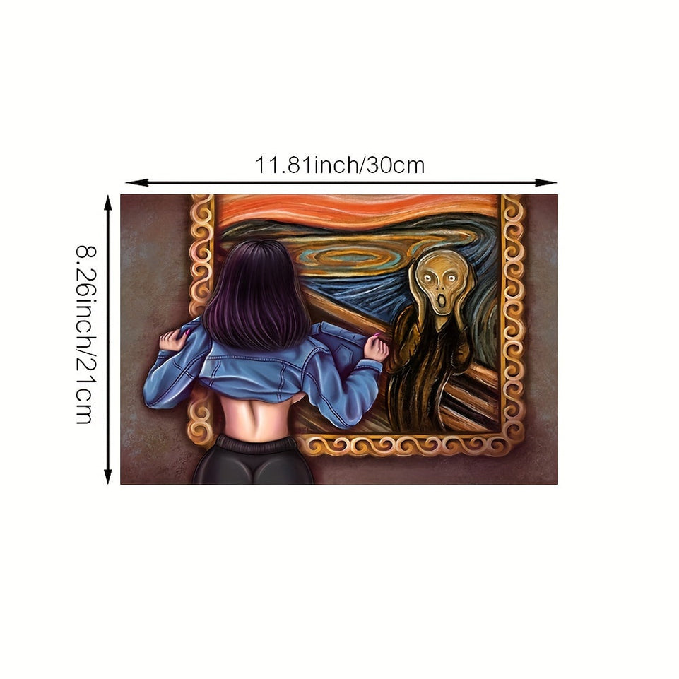 Funny Girl Scream Canvas Art Print - Modern Unframed Wall Decor for Living Room, Bedroom, Home Office - Animal & Human Theme Poster https://www.temu.com/search_result.html?search_key=601099533035651