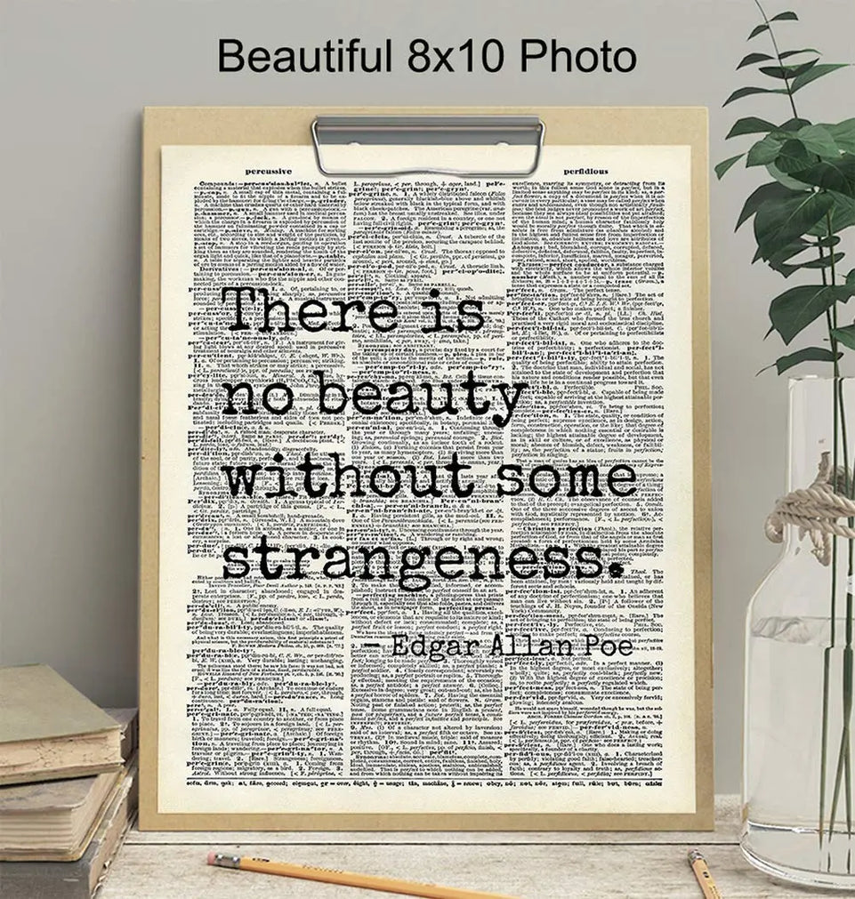Edgar Allan Poe Quote 8x10 Dictionary Art Wall Decor Picture - Upcycled Vintage Retro Decoration for Home, Office, Apartment, Living Room, Bedroom, Bathroom - Gift for Poetry Fans https://www.amazon.com/dp/B07ZD4P926