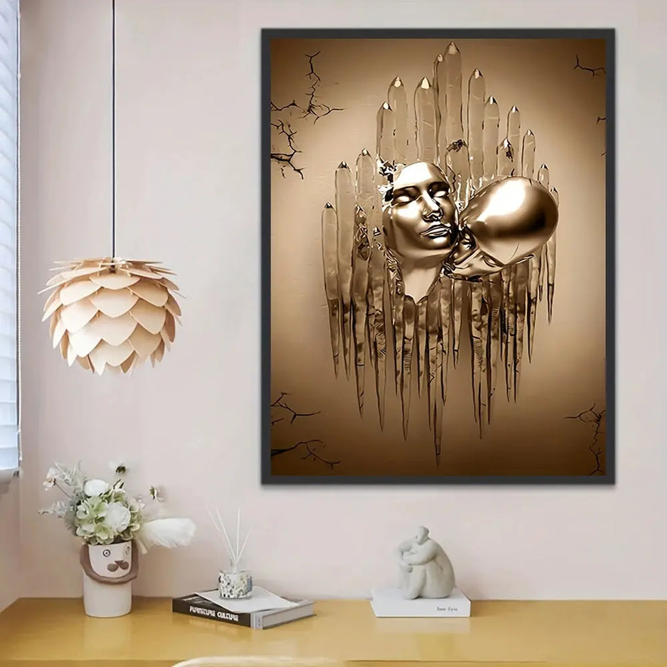 Love Couples Kissing Hug Abstract Canvas Painting - 1pc Wall Art for Bathroom Bedroom Office Living Room Home Decor - No Frame June Wall Art