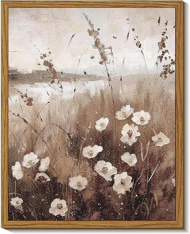 InSimSea Framed Wall Art for Living Room Landscape Canvas Wall Decor Meadow with Flowers Vintage Paintings Classical Wildflower Field Scene Boho Floral Pictures Decor Gifts for Bathroom Bedroom 8x10in https://www.amazon.com/dp/B0D1YFGWX7