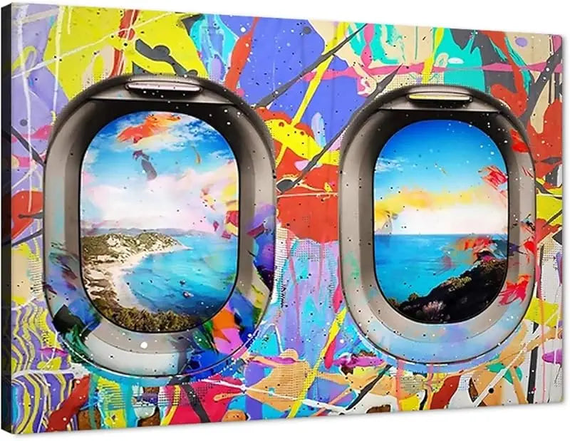 Yatsen Bridge Classic Street Art Banksy Graffiti Wall Art Behind The Curtain Posters Canvas Paintings Colorful Graffiti Pictures Prints Framed for Living Room Home Decor(36''W x 24''H) https://www.amazon.com/dp/B07ZVHB9FP