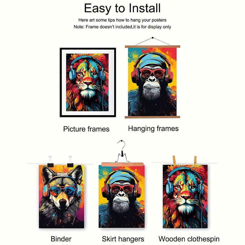 3pcs Canvas Poster, Modern Art, Earphone Animal Tiger Wolf Chimpanzees Gaming Funky Painting, Ideal Gift For Bedroom Living Room Corridor, Wall Art, Wall Decor, Fall Decor, Room Decoration, No Frame https://www.temu.com/search_result.html?search_key=601099534504057