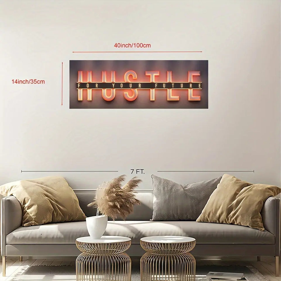 1pc Unframed Hustle For Your Future Painting, Creative Canvas Poster, Canvas Wall Art, Artwork Wall Painting For Gift, Bedroom, Office, Living Room, Cafe, Bar, Wall Decor, Home And Dormitory Decor June Wall Art