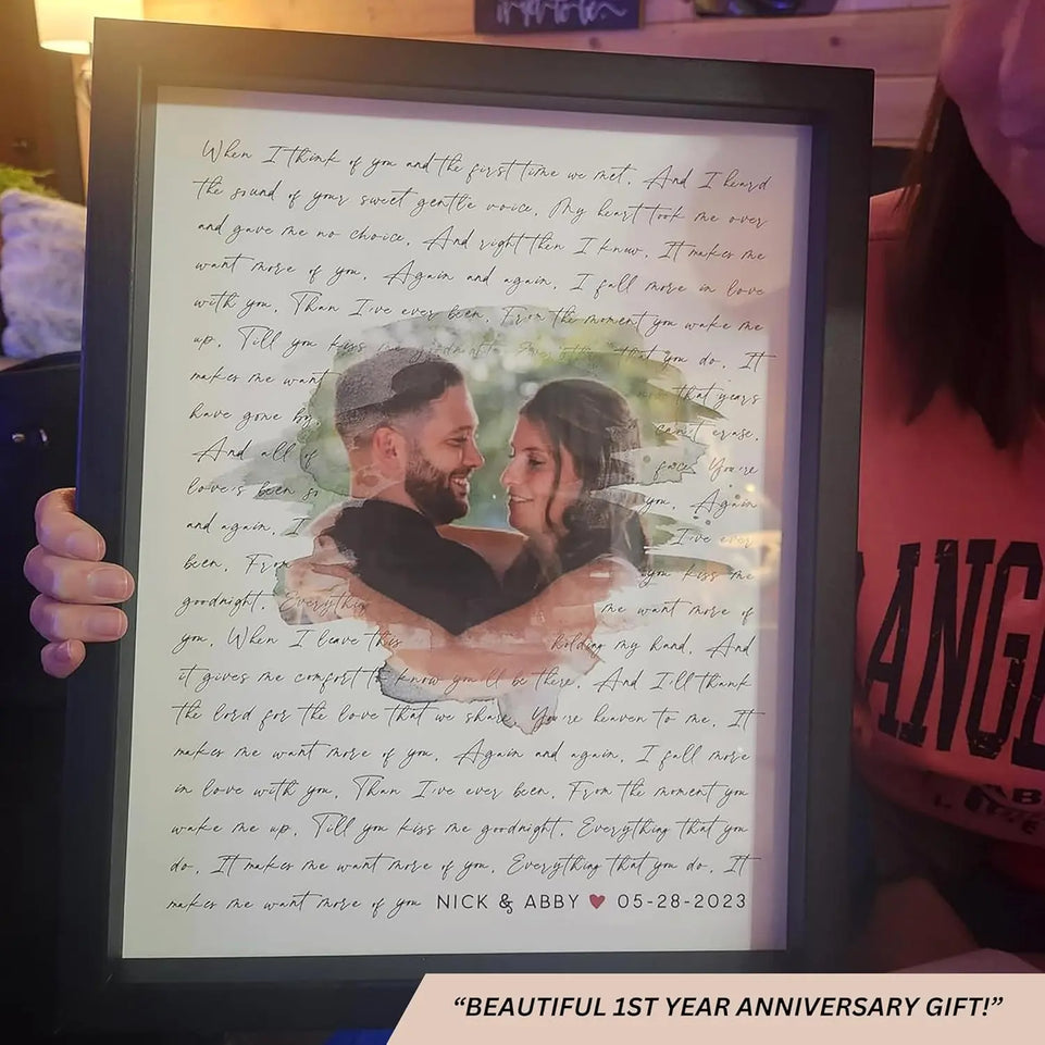 Personalized Song Lyrics Wall Art - Custom Wedding Photo Couples - Anniversary Wedding Gift for Him or Her - Wedding Song Lyrics - Valentines Gift for Wife or Husband - Canvas and Framed Options https://www.amazon.com/dp/B0BLRBG2HL