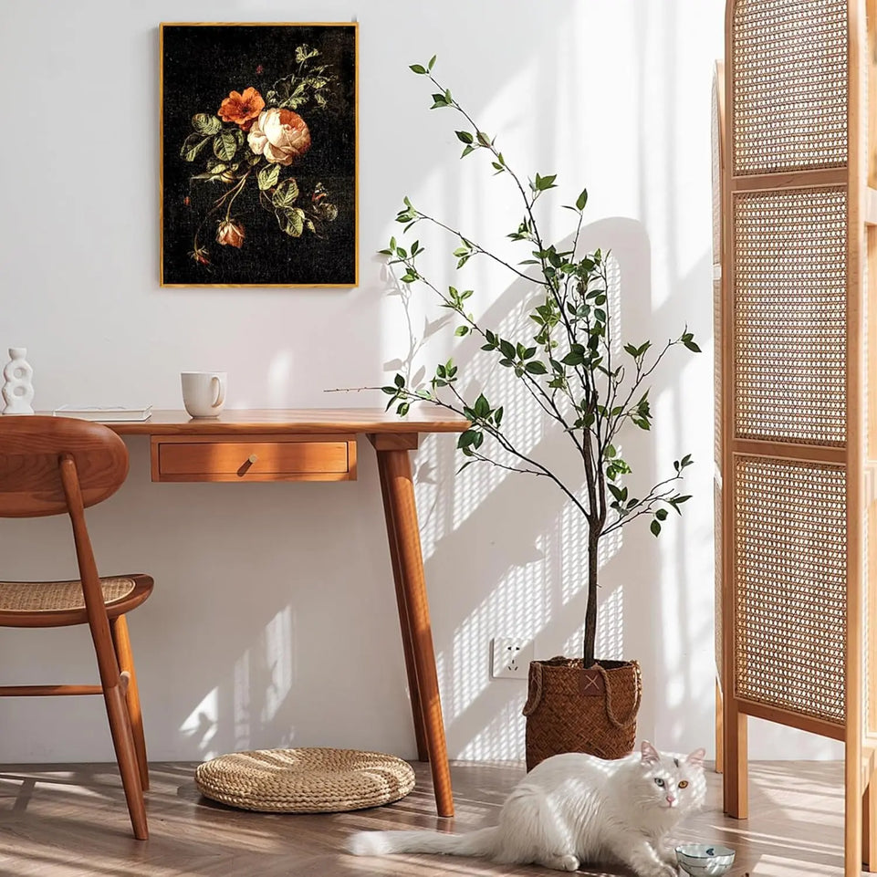 crmotu Floral Framed Wall Art, Flower Vintage Botanical Prints, Moody Rose Butterfly Canvas Pictures, Dark Academia Mid Century Modern Home Wall Decor for Bedroom Kitchen Office Desktop 8x10in https://www.amazon.com/dp/B0D5BBPJYZ