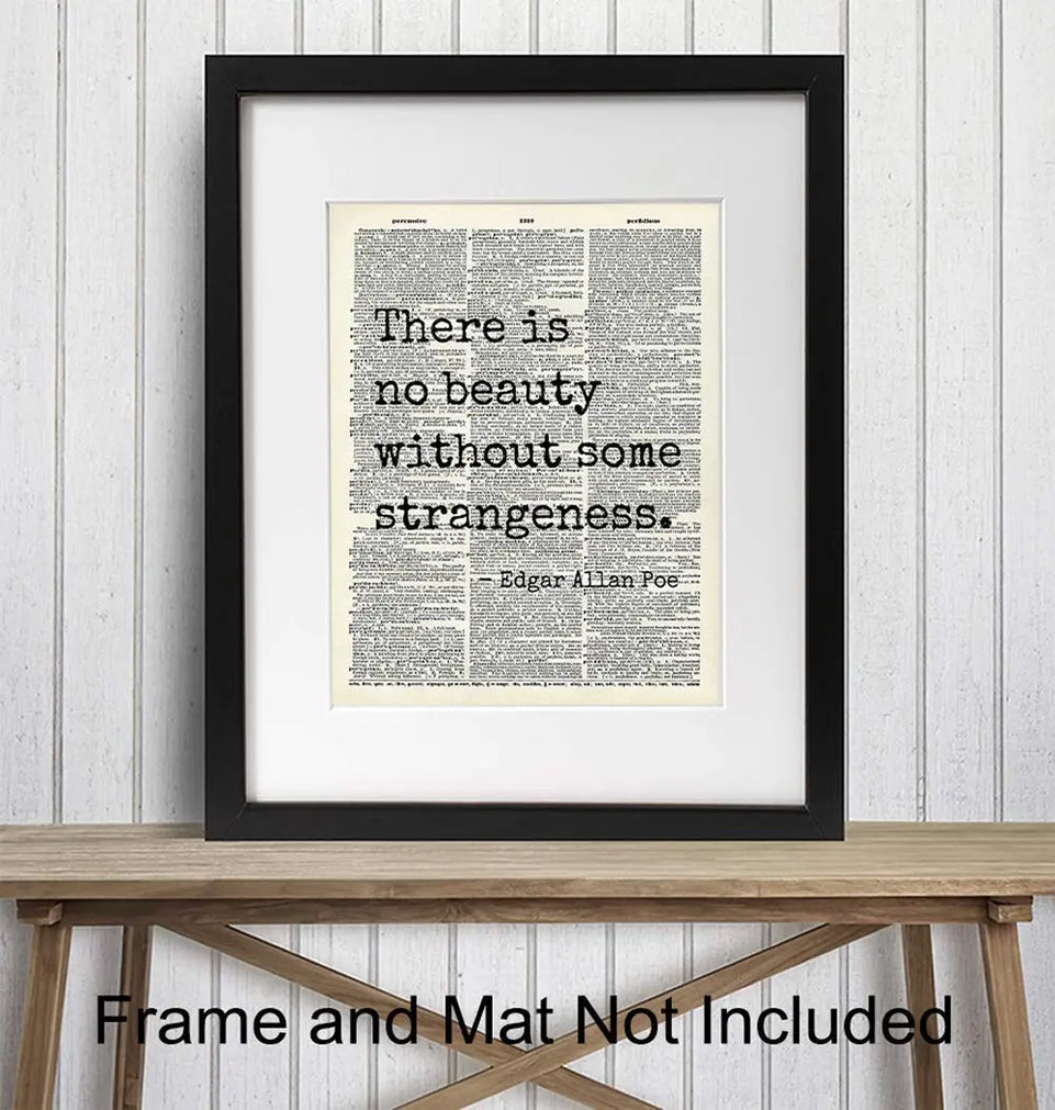 Edgar Allan Poe Quote 8x10 Dictionary Art Wall Decor Picture - Upcycled Vintage Retro Decoration for Home, Office, Apartment, Living Room, Bedroom, Bathroom - Gift for Poetry Fans https://www.amazon.com/dp/B07ZD4P926